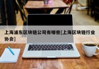 上海浦东区块链公司有哪些[上海区块链行业协会]